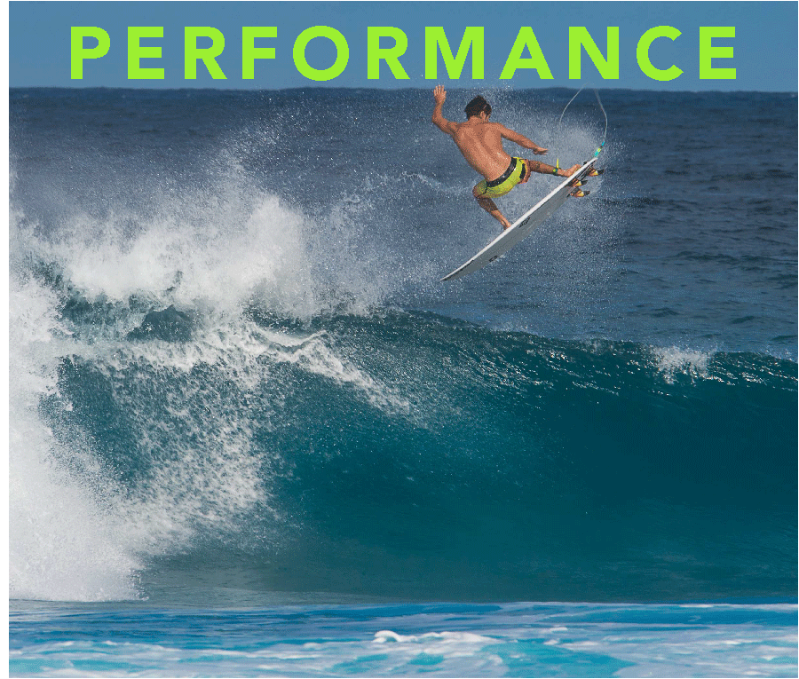Ocean Current surfer on a wave with performance graphic