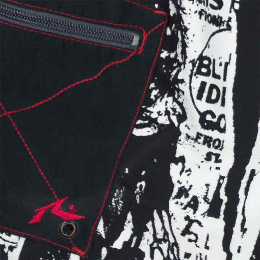 Black and white boardshort graphic detail