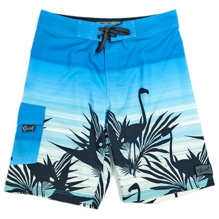 Blue tropical palm boardshort design