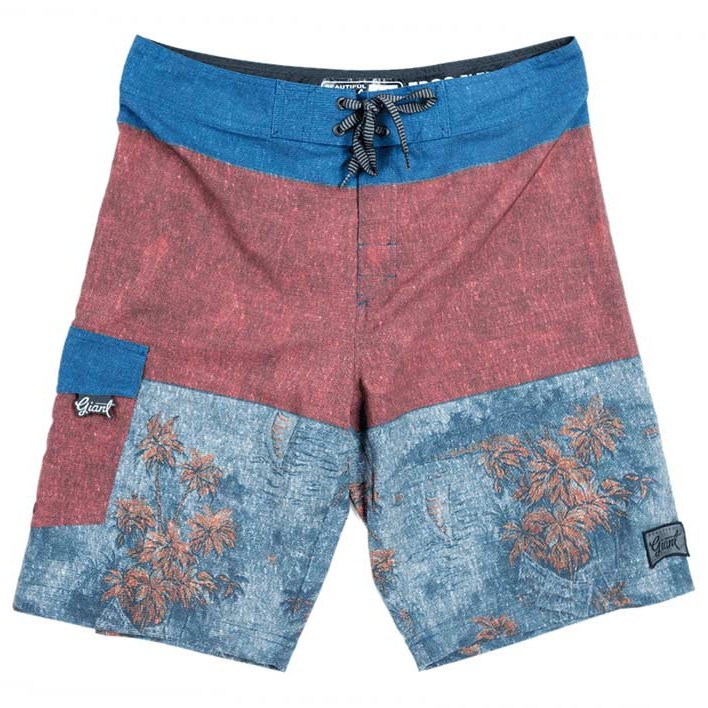 Red and blue boardshort design
