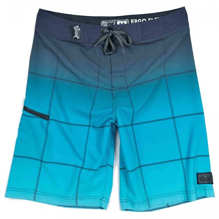 Blue geometric boardshort design