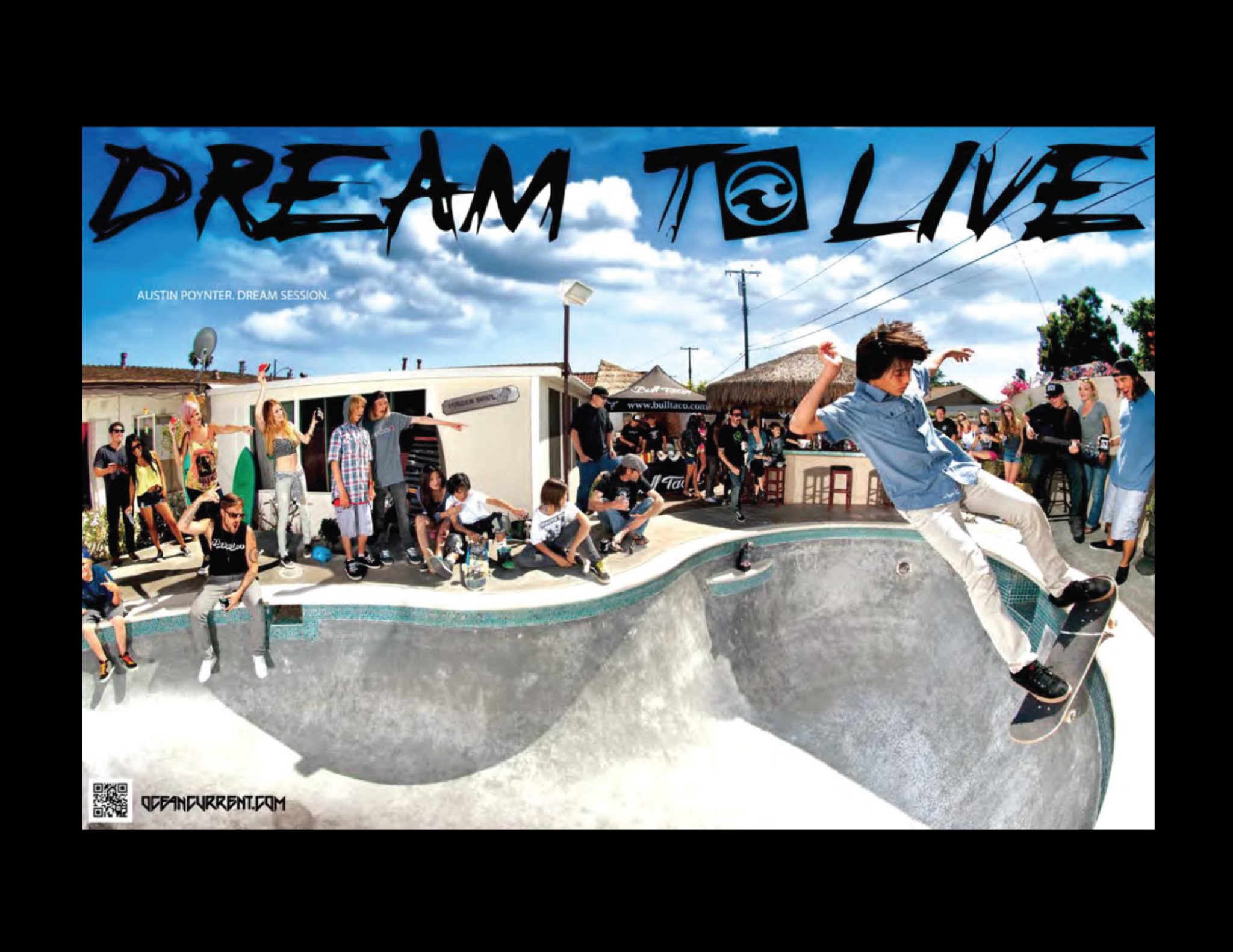 Dream to Live campaign, skater carving a concrete bowl