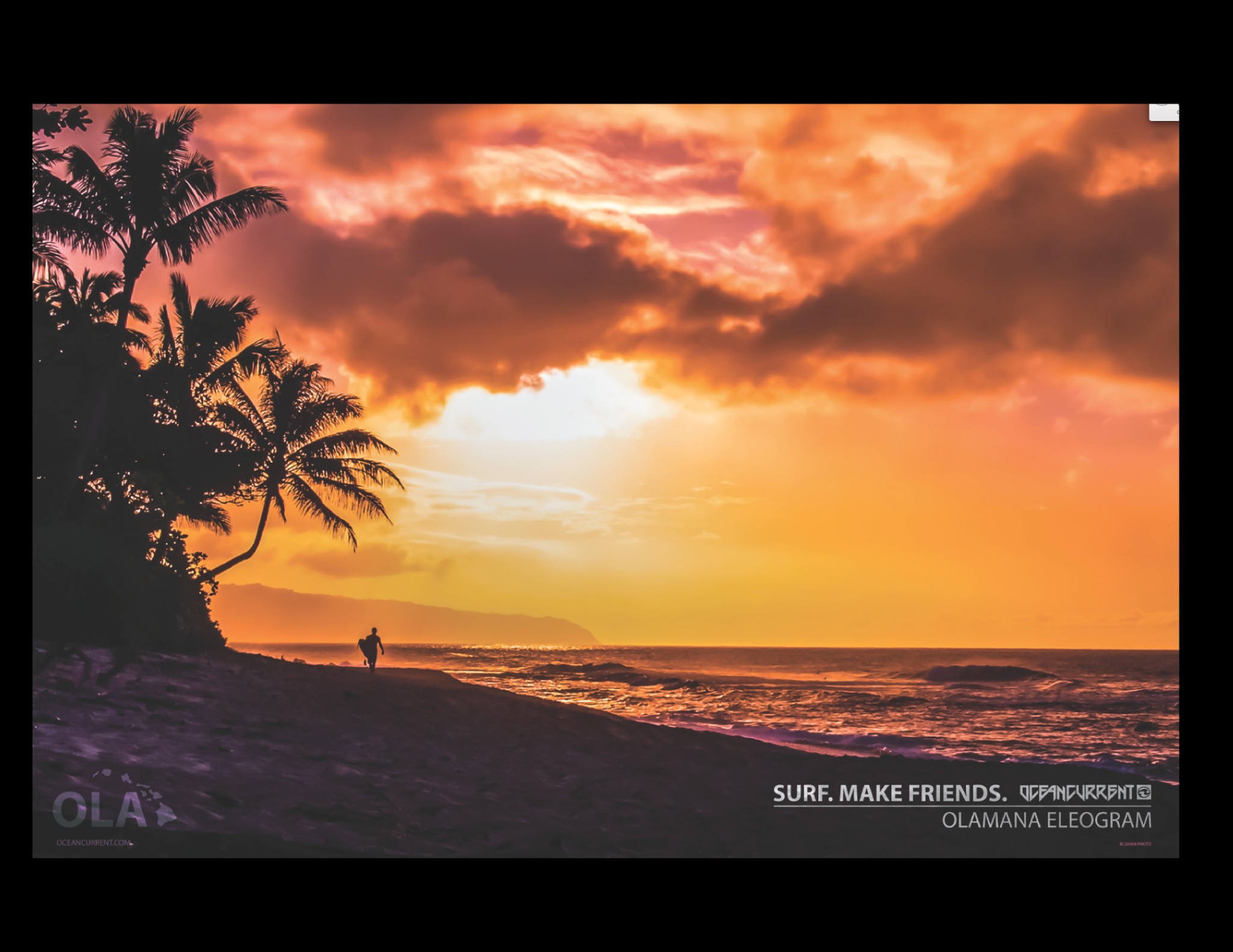 Ocean Current Surf. Make Friends. campaign, sunset over the beach